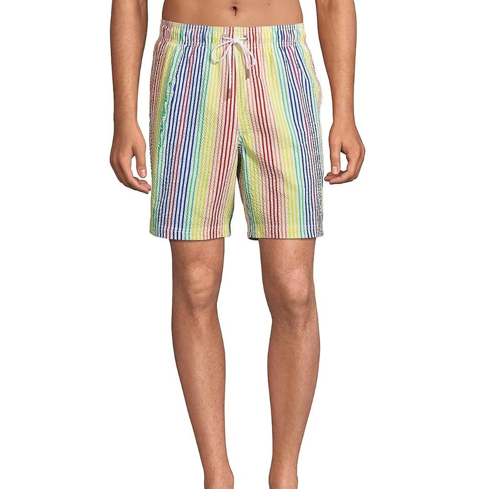 NWT Lands' End Men's Lined 7in Hybrid Swim Short Swim Trunks Size S $50 FLF113